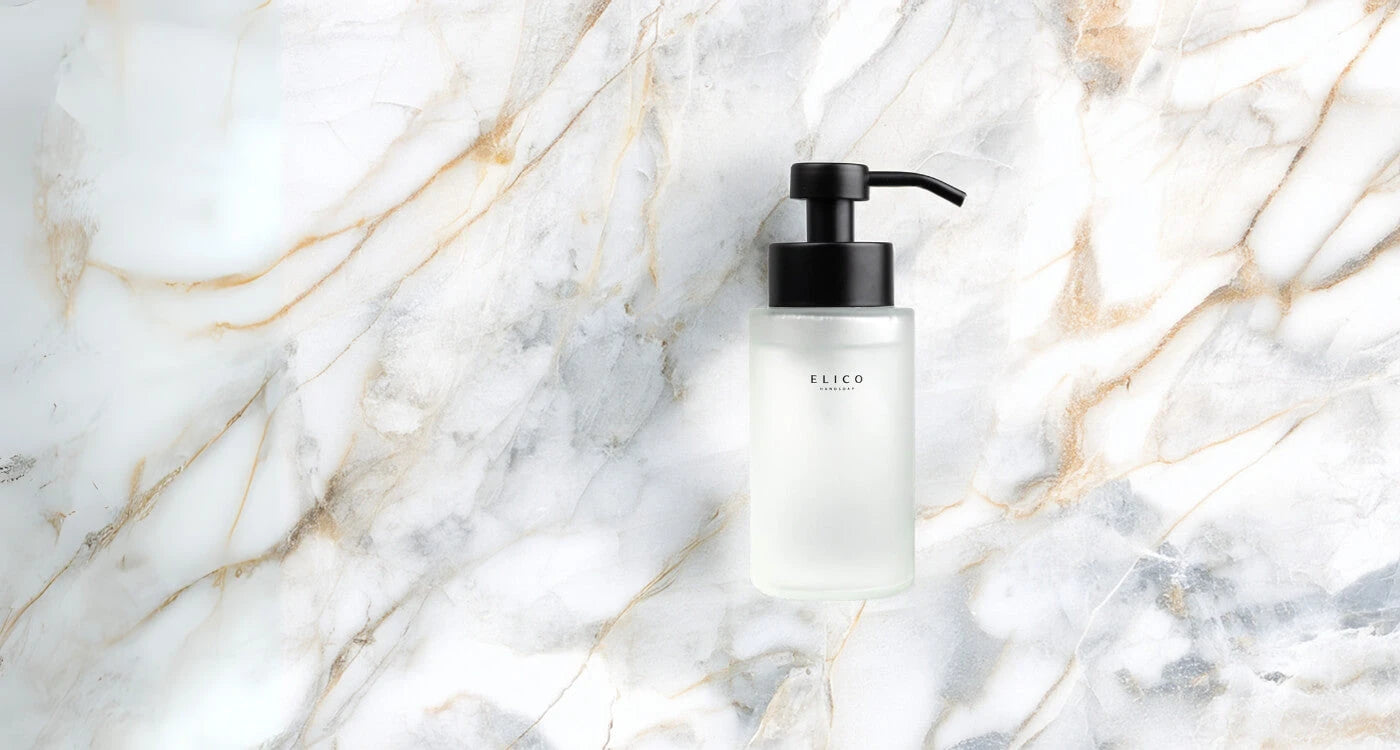 Elico handsoap bundle on a wooden counter in scandinavian home